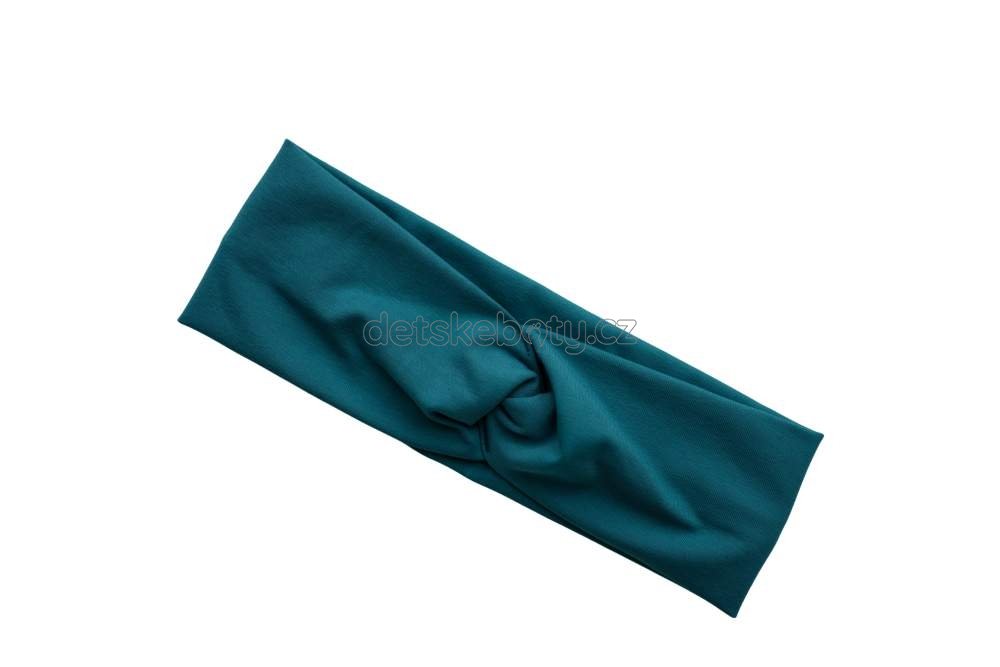 Tenká čepice Blonki čelenka mašle petrolejová Velikost: 45-47