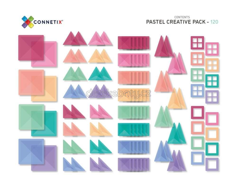Connetix Tiles – Magnetická stavebnice PASTEL 120 ks