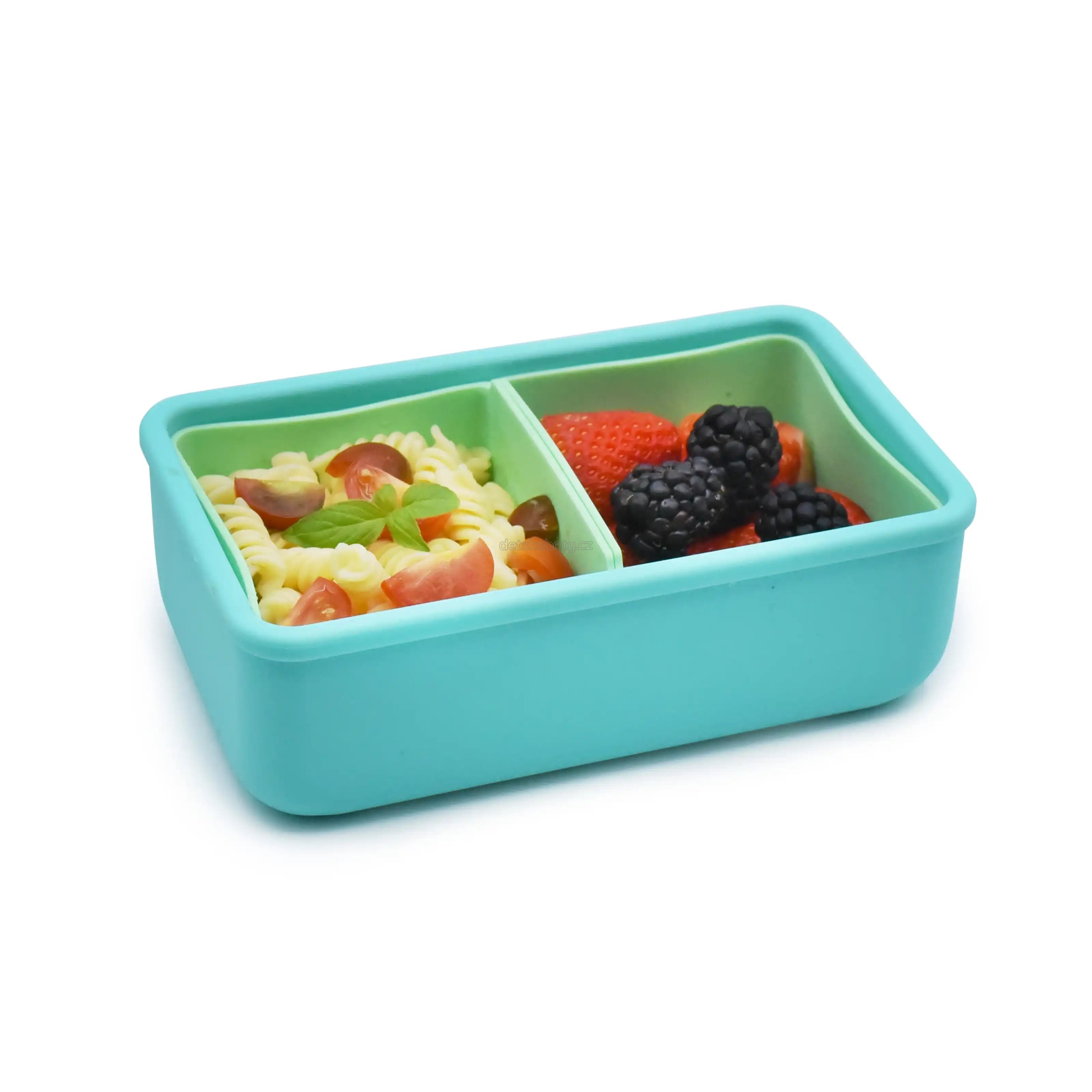 Silikonový bento box na svačinu 700 ml - modrý/mátový (obrázek 3)