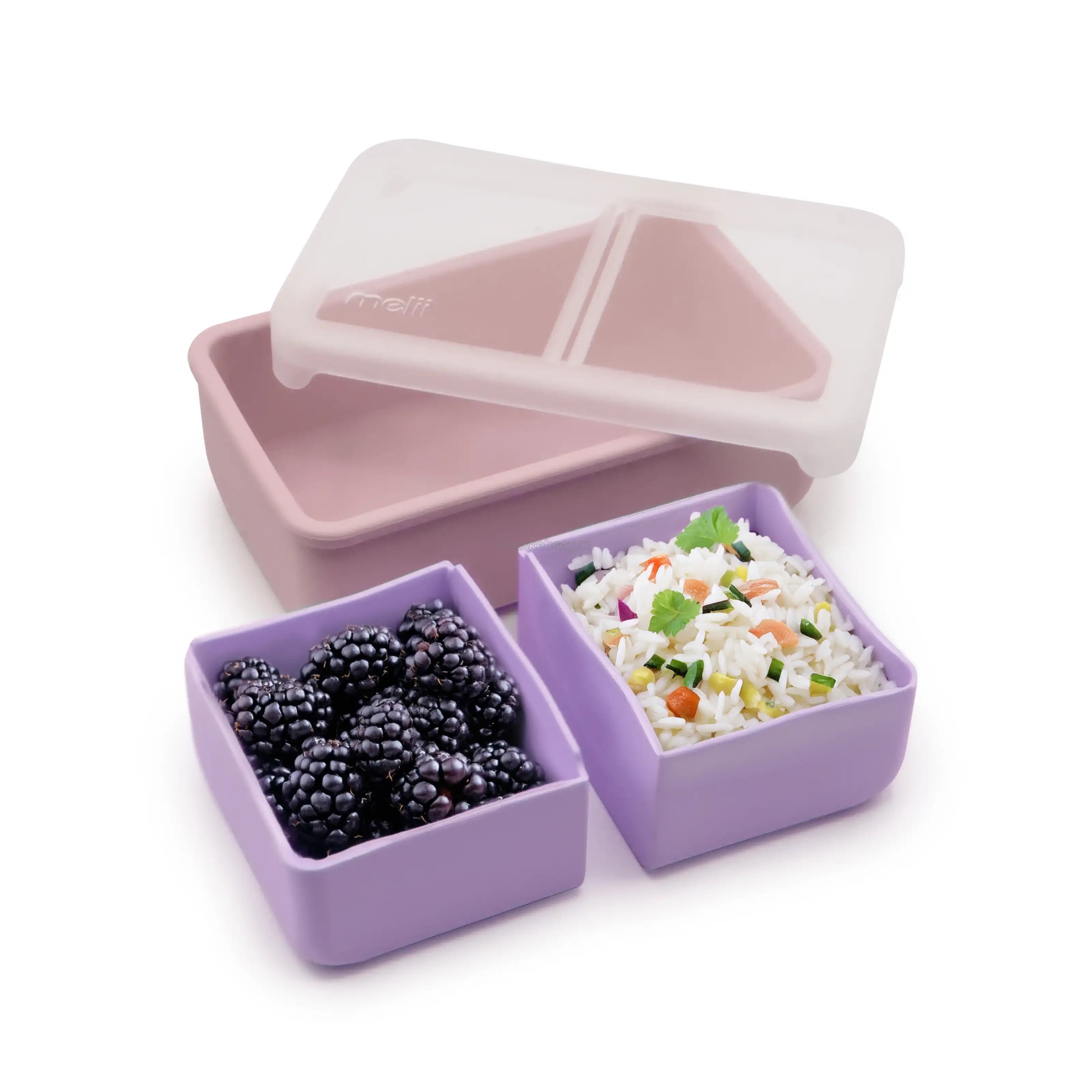 Silikonový bento box na svačinu 700 ml - růžový/fialový (obrázek 3)