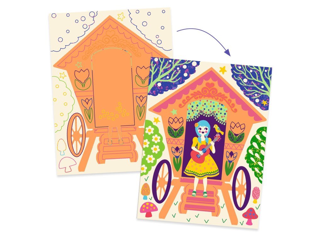 DJECO Vyškrabávací obrázky Domečky