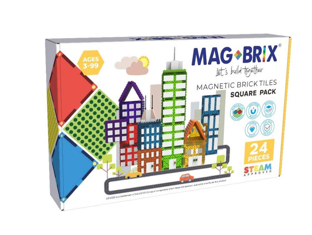 MAGBRIX - Magnetická stavebnice malé čtverce 24 ks