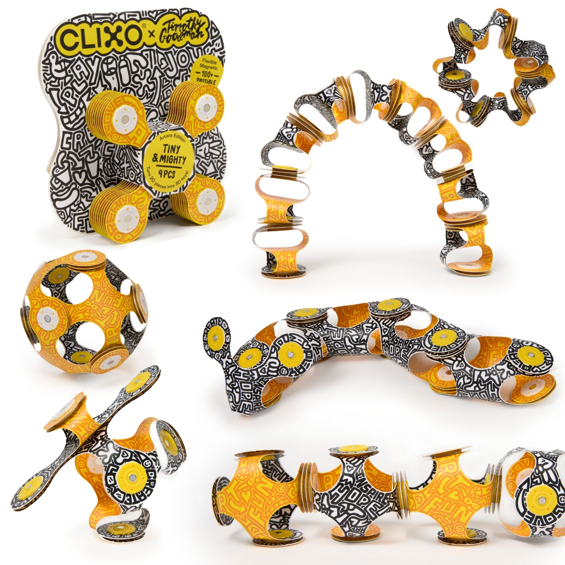 CLIXO Tiny & Mighty Artist Edition – magnetická stavebnice 9 kusů