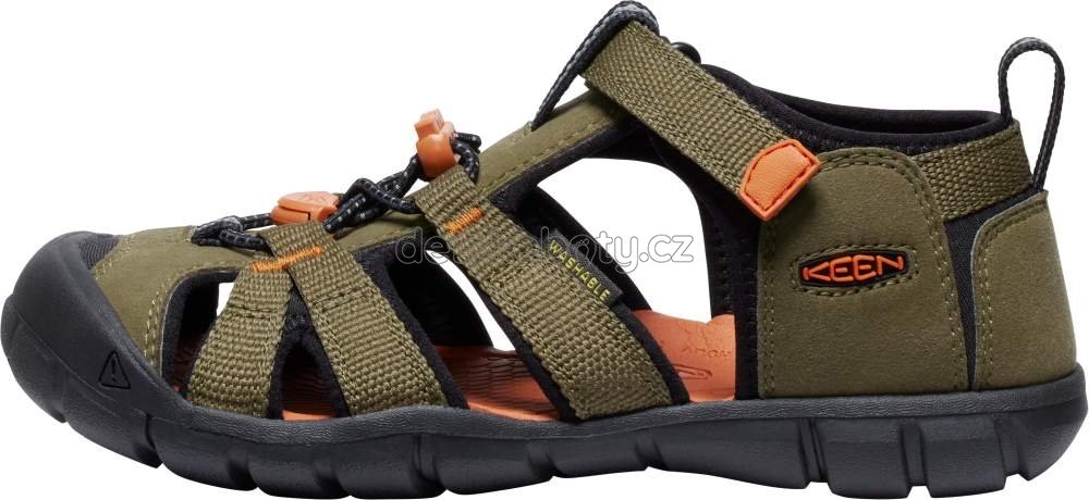 Dětské sandály Keen Seacamp II CNX children dark olive/gold flame Velikost: 31 (obrázek 4)