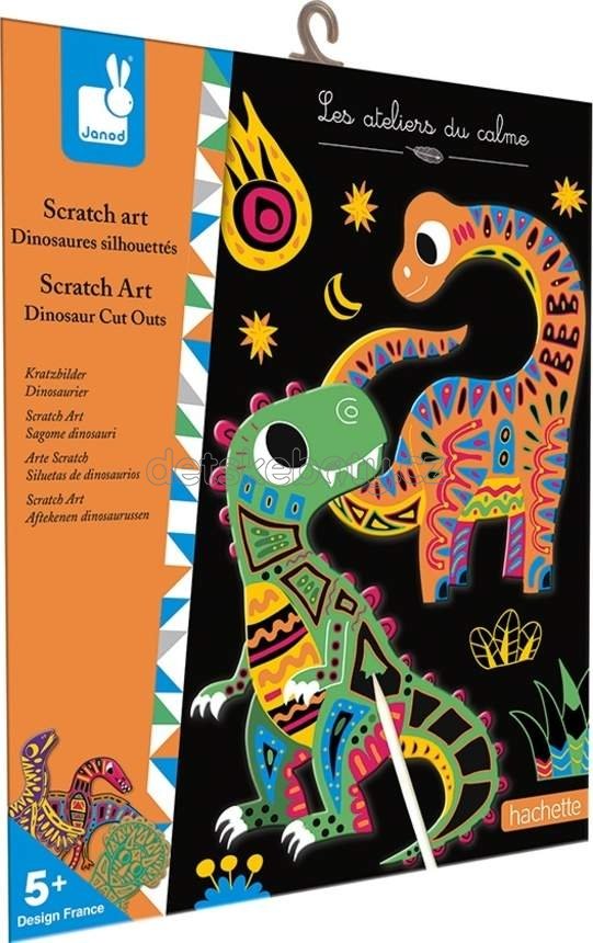 Janod Atelier Kreativní sada Mini Vyškrabávací obrázky Dinosauři 5+