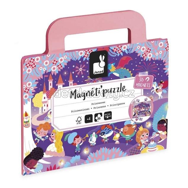 Janod Magnetipuzzle Princezny 36 ks ve tvaru kufříku