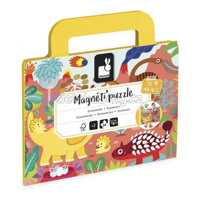Janod Magnetipuzzle Dinosauři 24 ks ve tvaru kufříku